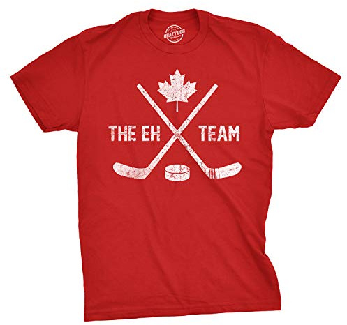 Eh Team Canadian Hockey Sticks Canada Graphic Funny Mens T Shirts Red XL
