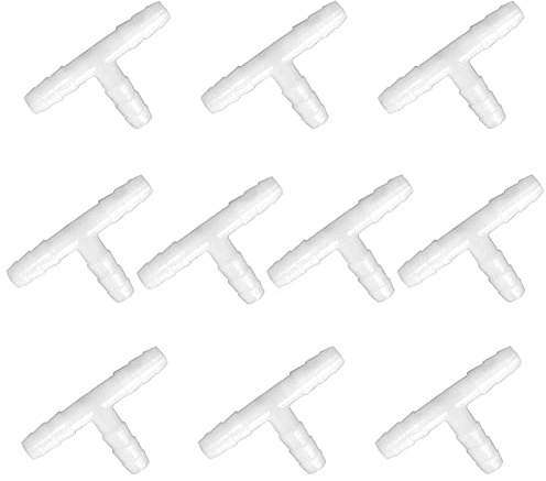 Joywayus Plastic Hose Barb 3/8 Barbed 3 Way T Shaped Pipe Fittings Tube Adapter Connector(Pack of 10)