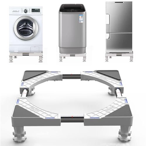 SEISSO Support de Machine à Laver Base Socle anti-vibration pour Frigo Lave-linge Sèche-linge Réglable 45cm-65cm Charge 300 kg