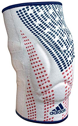 adidas Men's Wrestling Reversible Knee Pad (Small, White/Flag)