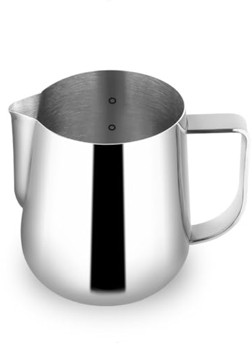watchget Milk Frothing Pitcher 500ml/17oz, Stainless Steel Espresso Steaming Jug, Cappuccino Latte Art, Coffee Machine Accessories Barista Steam Frother Pitcher, Silver