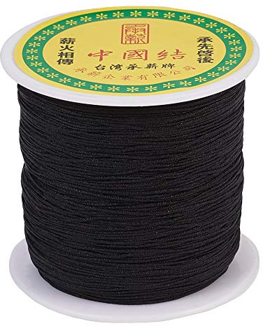 Craftdady Cordon en nylon tressé pour perlage, nœuds chinois, macramé - Pour fabrication de bracelets, colliers, bijoux - Noir - 137 m x 0,5 mm