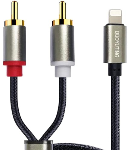 DUOYUTING RCA Audio Cable, iOS Phone to 2 Male RCA Stereo Audio Y-Adapter for iPhone/Sound Box/Amplifier/Home Theater etc. (3.4ft)