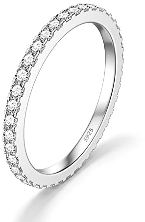 Sterling Silver Wedding Band Engagement Eternity Bridal Rings Band for Women