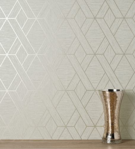 GAULAN 500681977 - Papel pintado vinílico lavable geométrico trenzado de líneas metalizadas imitando al textil para pared salón cocina baño comedor - Muestra DIN A4