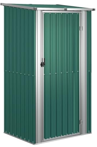vidaXL Cobertizo de Jardín Cabaña Troncos Armario Herramientas Almacenamiento Exterior Patio Aire Libre Acero Galvanizado Verde 118,5x97x209,5 cm