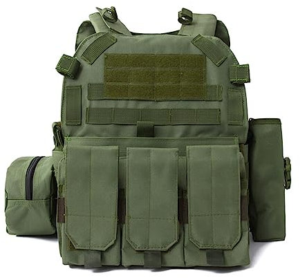 Gilet tattico militare all'aperto, Molle Tactical Vest, Gilet Chest Rig Airsoft Paintball Jumper Spalline Nylon Gilet Sport Combattimento Caccia Tiro CS Militare Tattico