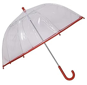 SWL Kids Transparent Dome Umbrella – Clear PVC Brolly with Crook Handle | Lightweight, Safe & Durable Rain Cover for Children | Perfect for School, Travel, and Outdoor Events