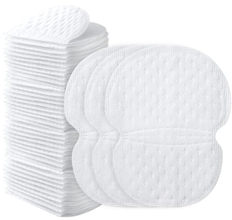Huakaile 100 Pcs Underarm Sweat Pads, Lightweight Armpit Sweat Pads for Women Men Cloth Dresses, Absorbent Under Arm Sweating Guards Protection Shields Self-adhesive Non Visible
