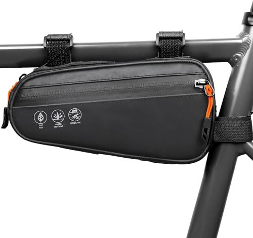 Eyein Fahrrad Rahmentasche, 3 Wege Installation Fahrradtasche Rahmen Oberrohrtasche Dreieckstasche mit Zwei Seitentaschen, 1.2L Wasserfest & reflektierende Fahrrad Taschen Rahmen für MTB E-Bike Road