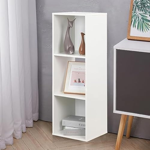 PACHIRA 3 Cube Wood Bookcase White, Stackable Cube Storage Unit Freestanding Bookshelf Storage Shelf For Books CDs Clothes Storage Cube Unit For Living Room Bedroom Hallway Office