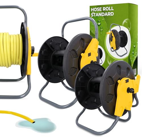 Dévidoir De Tuyau D'Arrosage 60 m 1/2 Support Pour Jardin Chariot Enrouleur Système Anti-Enchevêtrement Guide Stable Pour Extérieur Arrosage Stable Non Enchevêtré