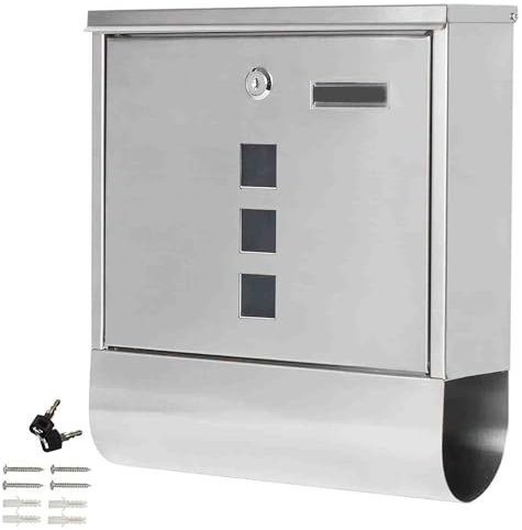 LYUCAYHQ Cassetta Postale da Esterno, Cassetta Lettere per Esterni con Serratura a Chiave di Sicurezza e Scomparto per Giornali, Buca Lettere da Parete, Cassette Postali in Metallo(Silver)