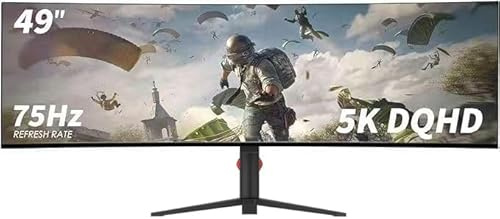 AtomFun YOGAES Monitor Curvo Ultrapanorámico 49, 5120x1440 Dual QHD, IPS 3800R, HDR400, USB-C, Altavoces Integrados, Ajuste de Altura, VESA 100x100, Compatible con G-Sync(75hz)