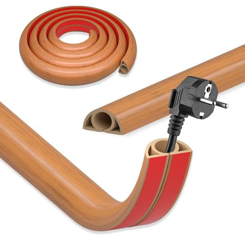 DIKARIYA Passage de Cable au Sol, D20 5mx20mm Cache Cable Sol, Petit Canal de Câble Flexible, Goulotte Passe Cable, PVC Cache Fil Électrique Sol Auto-Adhésif Montage pour Tous Les Câbles Bureau