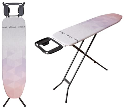 Vileda Diamond S Bügelbrett, bleibt länger wie neu, kompakt und leicht, höhenverstellbar bis 91 cm, stabile Stahlkonstruktion, titanbeschichteter Bezug, Eco-Verpackung