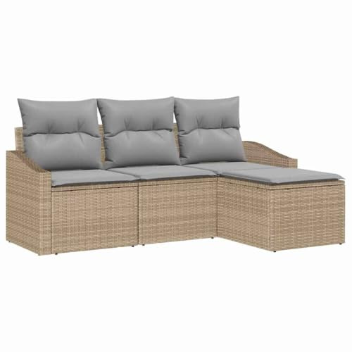 vidaXL Soffset 4 st Beige och Ljusgrå konstrotting