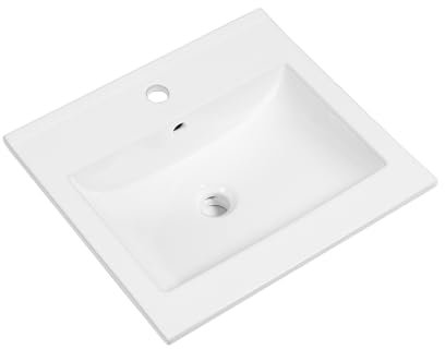 NUESTRA VIDA Vasque à Encastrer 50 Lavabo Salle de Bain 51 x 45 x 16 cm en Céramique, Évier Lave-Mains pour Salle de Bain et Toilettes (Blanc)