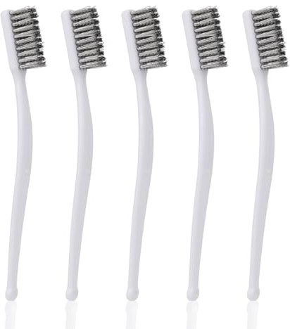 5pcs Wire Brushes for Cleaning, 7.09in Long Stainless Steel Metal Wire Brushes Reinforced Bristle Mini Small Brush Set Tools for Kitchen Industrial Welding Slag Walnut Carving Gaps Rust Removal