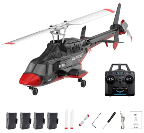 RCXTechPro RC ERA A61 Air-Wolf RC Helicopter, 1/52 Scale 2.4G 4CH Single Rotor Heli Military Aircraft with One-Key Start Altitude Hold Remote Control for Adults & Beginners