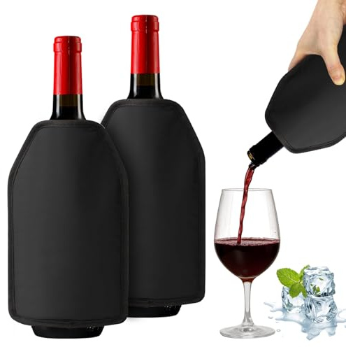 Enfriador de vino, 2 unidades, manguito para vino, champán y botellas, enfriador de botellas de vino, para fiestas y viajes
