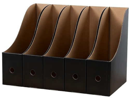 5 Pcs Cardboard Magazine File Holder, Magazine Holder, File Holder, Durable Lightweight Multi-Purpose Organizer for Magazines, Files, Letters & Documents | Home/Office/Dorm Desk Shelf Storage (Black)