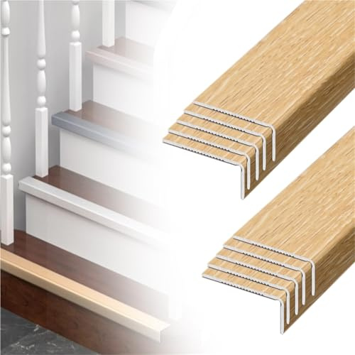 profilo per scale 60 90 120 150 180 Cm Protezione Per Bordi Scale Autoadesiva, Profilo Per Gradini In Alluminio A Forma Di L, Effetto Legno, Facile(A-10 pcs,L W H 180CM x 30mm x 20mm)