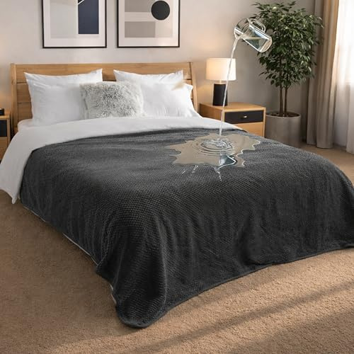 Dreamzie Manta Impermeabile 218x274cm - Manta Perros Reversible y Lavable a máquina - Suave Forro Polar para Sofá y Cama - Gris Oscuro