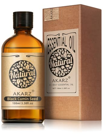 AKARZ 100ml Svart kumminfrönolja - Naturlig äterisk olja för luftrenare, diffusorer och rumsluktningsanordningar