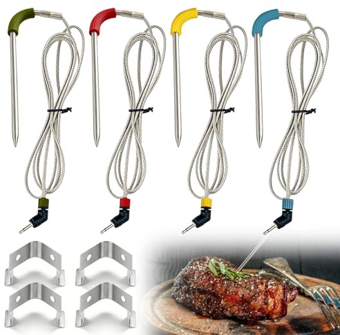 4 pezzi di sonda di ricambio per griglia compatibile con Weber, sonda di precisione per griglia a carne (da -30 °C a 300°C), sonda di ricambio per termometro da carne, termometro per griglia