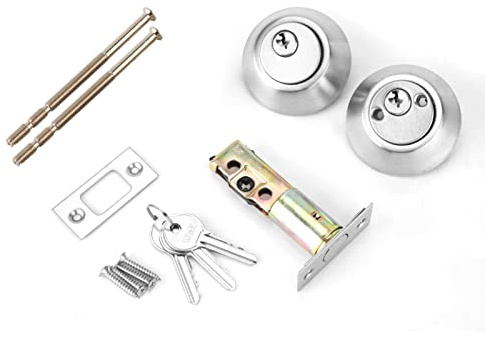 Cerradura de cerrojo de doble cilindro en acero inoxidable, cerradura de puerta con llave en ambos lados, cerrojo de acabado cepillado en acero inoxidable 304 para puertas de