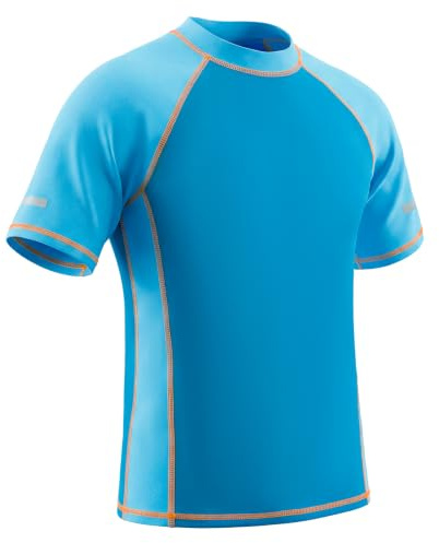 Hoseay Pojkar Flickor Bad T-shirt, Solskydd Badtopp Kortärmad med Reflekterande Ränder, Elastisk Andningsaktiv Rash Guard Tröja Surfpool för Barn 7–15 år