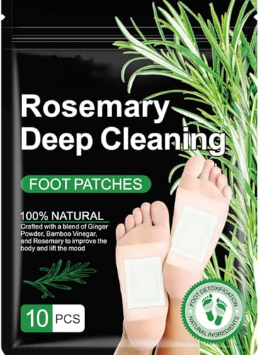 Patchs pour les pieds au romarin, nettoyants et revitalisants, formule naturelle à base de plantes, revitalisent le corps et l'esprit, 10 patchs par paquet