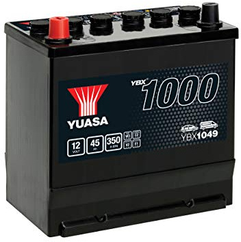 YUASA Batteria 45, Ah 350, A/EN YBX1049 L 220mm B 135mm H 225mm Compatibilità con FIAT 500 Sedan 500 Station wagon 500 A/B Berlina 500 C Berlina 500 C Giardiniera, PEUGEOT 304 Cabriolet 04B