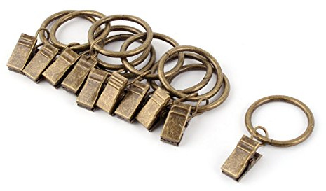 Aexit Fenêtre Draperie Câble Barre Crochet Rideau Clip Anneaux Ton Laiton 25mm Diamètre 10pcs 171I584