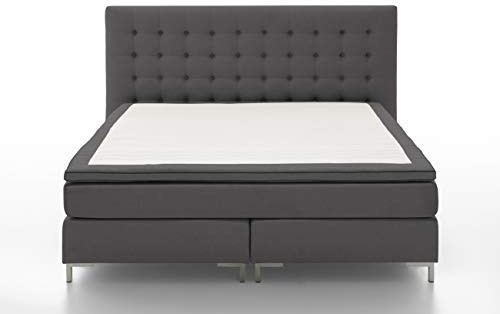 Atlantic Home Collection Letto a molle Anni, 180 x 200 cm, con topper (durezza H3), grigio scuro