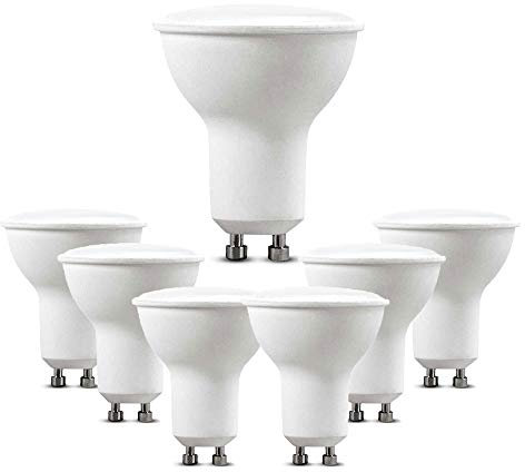 V-TAC 5W (35W Halogen Bulb Replacement) Energy Saving GU10 LED Spotlight Milky Cover with Samsung LED 110 Beam Angle Non-Dimmable 6400K White 400 lumens 6 Pack VT-2225