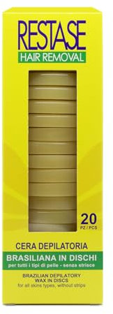RESTASE | Cera a Caldo in Dischi Brasiliana, 20 pz da 400g, Adatta a Tutti i Tipi di Pelle, Applicazione Senza Strisce