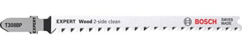 Bosch 3x EXPERT Wood 2-side clean T308BP Stichsägeblatt (für Massivholz-Möbelplatte, Sperrholz, Länge 117 mm, Professional Zubehör Stichsäge)