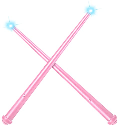 Gejoy 2 Piece Magic Light up Wand for Kids with Sound Lights, Wizard Witch Fairy Cosplay Toy Halloween Birthday Gift(Pink)