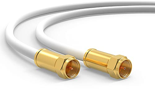 RedStar24 Premium 12,5 m SAT-kabel – klass A+ digital koaxialkabel – F-kontakt antennkabel för TV, internetrouter och modem – Stöder HD, 4K UHD, DVB-S/S2 – Högkvalitativ satellitkabel vit