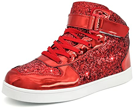 Glitter Shoes for Kids High Top Sparkle Sequins Sneakers for Boys Girls Bling Casual Gift Party Birthday Christmas Hallowmas