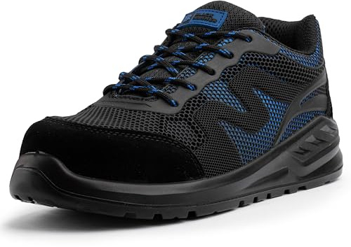 Black Hammer Steel Toe Safety Trainers for Men Breathable Work Shoes with Midsole Protection S1P SRC Industrial Mike (5 UK) Black