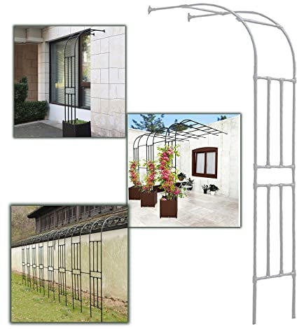 NEZIH Jardin Demi-Arcs Arbor Métal, Cadre en Acier Massif Arc de Jardin À Demi-Tour Pergola, Décoration Murale Arc/White/W180*H240Cm(5.9 * 7.9Ft)