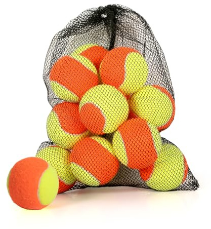 MRYCZ FYRHD 12 Pack Tennis Balls for Kids 50% Low Compression Stage Tennis Ball for Beginners Youth Kids Training Practicing with Mesh Bag Easy to Transport, Yellow & Orange