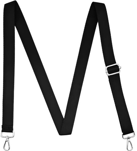 CXTAI 1 Wide 55 L Universal Replacement Crossbody Bag Strap Shoulder Straps for Handbags Purse Camera Duffle Canvas Laptop Bags - Black Belt,Silver Hardware