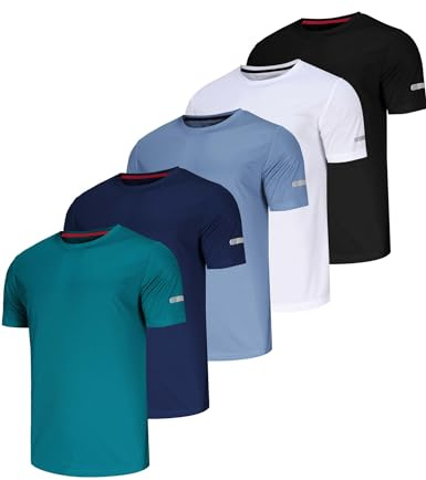 5 Pack Sport Tshirts Funzionale Camicia Uomo Palestra Camicia Asciugatura Rapida Traspirante Allenamento Asciugatura Rapida Traspirante Allenamento Uomo Corsa Camicia Manica Corta Magliette Uomo