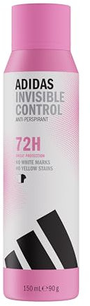 adidas Déodorant spray anti-transpirant Invisible Control pour femme, Parfum frais, Protection contre la transpiration pendant 72 heures, Doux pour la peau, Formule vegan, 150 ml