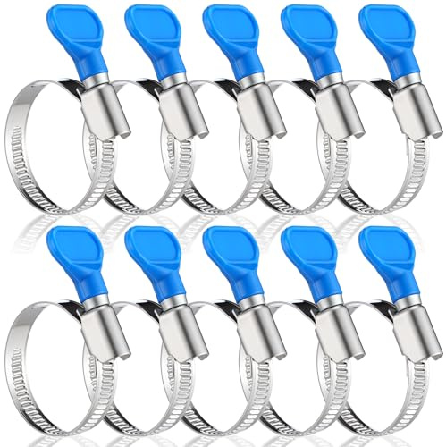 Otoolling 10 Pcs 1-1/2 Inch Worm Gear Hose Clamp Stainless Steel Pool
