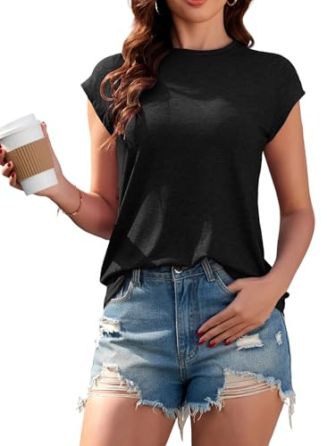 SENBATU T-Shirt Femme débardeur d'été à col Rond élégant et Basique Manches Courtes idéal pour Une Tenue Professionnelle ou décontractée